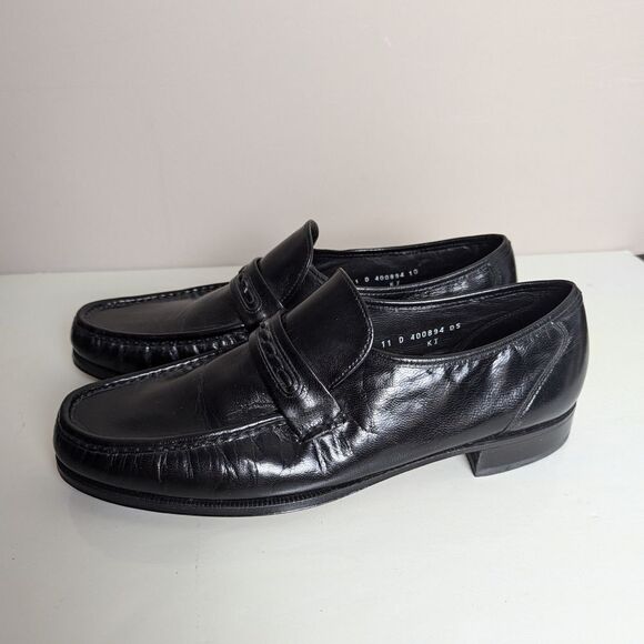 Men's Florsheim Como Flat Strap Loafers, Black Leather, Size 11 - Picture 5 of 9